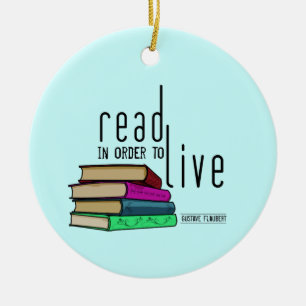 Read In Order To Live for book lovers Ceramic Tree Decoration