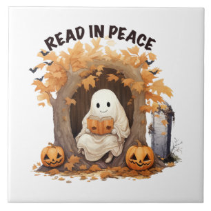 Read in Peace Boo Ghost Ceramic Tile