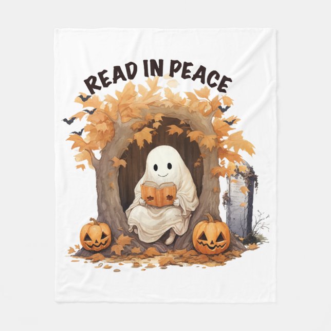 Read in Peace Boo Ghost Fleece Blanket (Front)