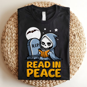 Read in Peace Bookworm Grim Reaper Halloween  Tri-Blend Shirt