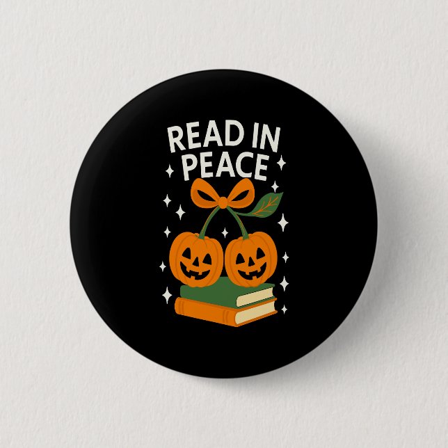 Read in Peace Funny Halloween Book 6 Cm Round Badge (Front)