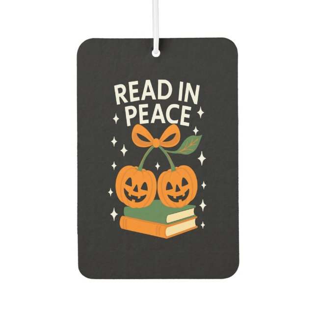 Read in Peace Funny Halloween Book Car Air Freshener (Front)