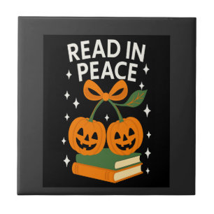 Read in Peace Funny Halloween Book Ceramic Tile