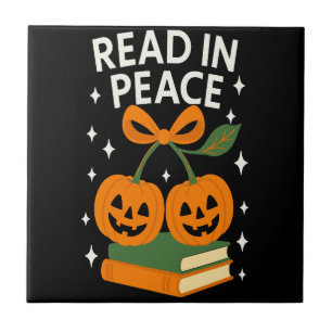 Read in Peace Funny Halloween Book Ceramic Tile