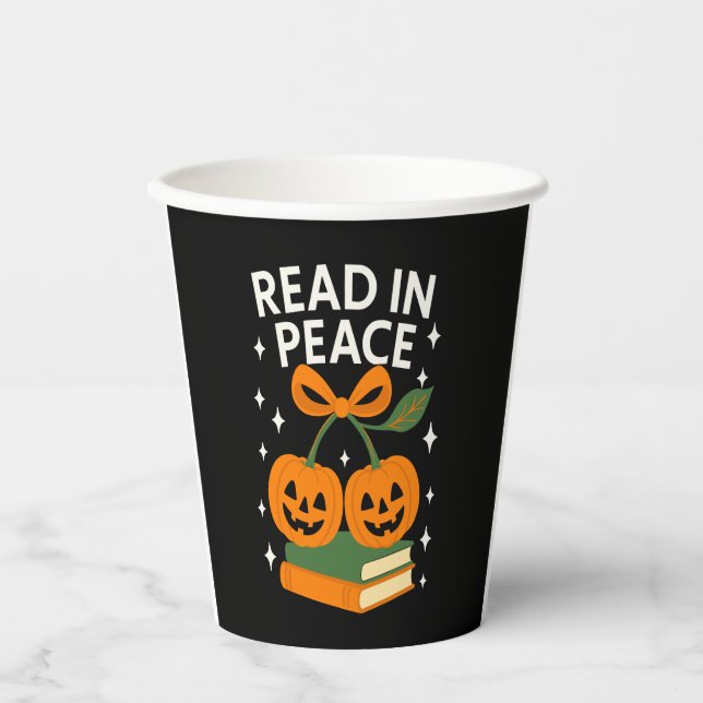 Read in Peace Funny Halloween Book Paper Cups (Front)