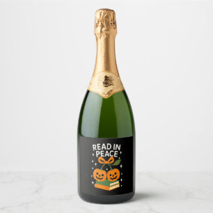 Read in Peace Funny Halloween Book Sparkling Wine Label