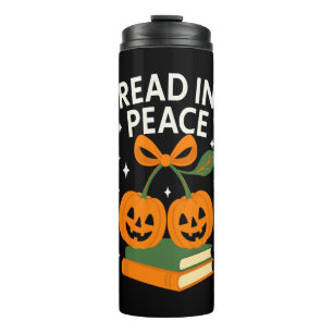 Read in Peace Funny Halloween Book Thermal Tumbler