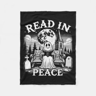 Read In Peace Ghost Reading Books Funny Halloween  Fleece Blanket