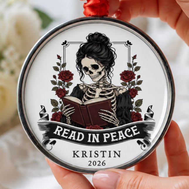 Read in Peace Skeleton Book Lover Ornament (Creator Uploaded)