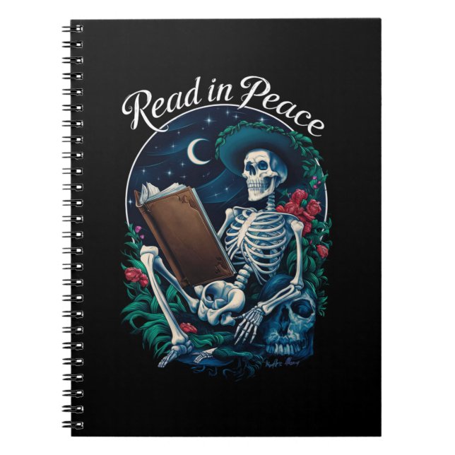 Read in Peace Skeleton Reading Book Lover Bookish  (Front)