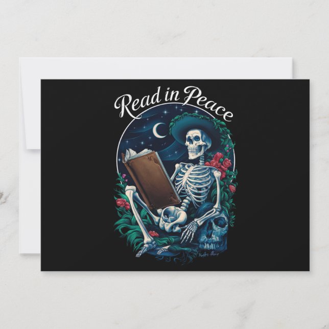 Read in Peace Skeleton Reading Book Lover Bookish  Invitation (Front)