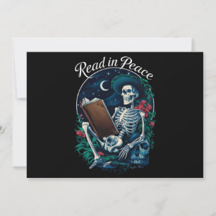Read in Peace Skeleton Reading Book Lover Bookish  Invitation