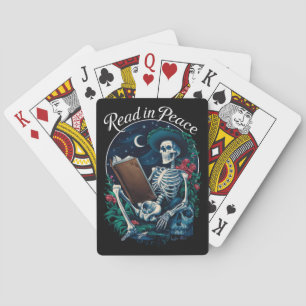 Read in Peace Skeleton Reading Book Lover Bookish  Playing Cards