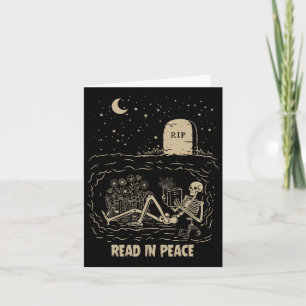 Read In Peace Skeleton Reading Books Funny Hallowe Card