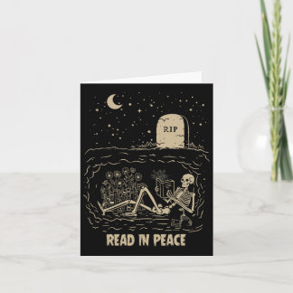 Read In Peace Skeleton Reading Books Funny Hallowe Card