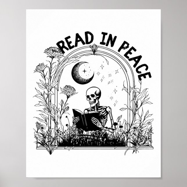 Read In Peace Spooky Teacher Skeleton Read Book Ha Poster (Front)