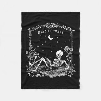 Read In Peace Spooky Teacher Skeleton Trick Teach  Fleece Blanket