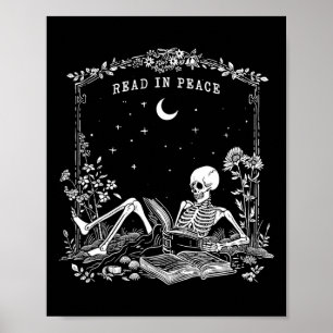 Read In Peace Spooky Teacher Skeleton Trick Teach  Poster