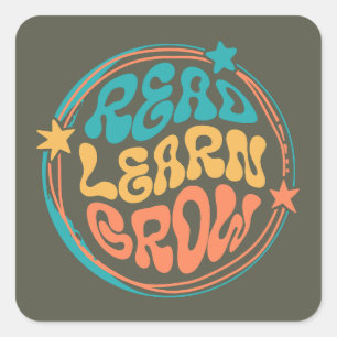 Read Learn Grow Square Sticker