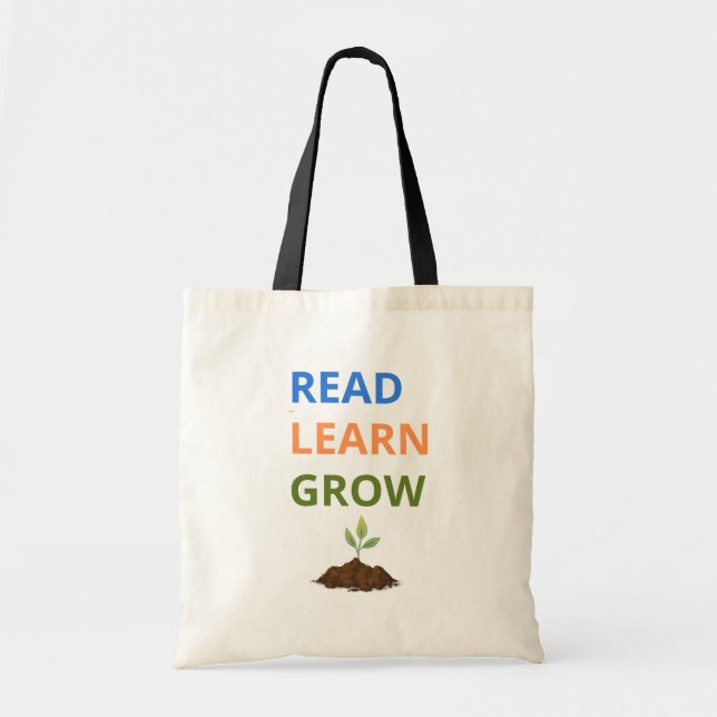 Read, Learn, Grow Teacher & Student Tote Bag (Front)