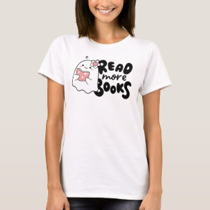 Read More Books Cute Ghost Reading Book Halloween T-Shirt