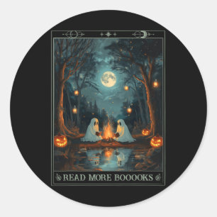 Read More Books Cute Spooky Ghost Reading Book Tar Classic Round Sticker