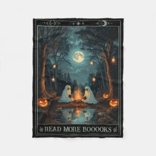 Read More Books Cute Spooky Ghost Reading Book Tar Fleece Blanket