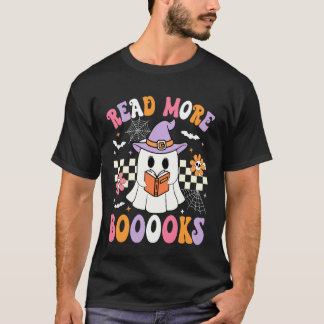 Read More Books Ghost Groovy Booooks Funny Teacher T-Shirt