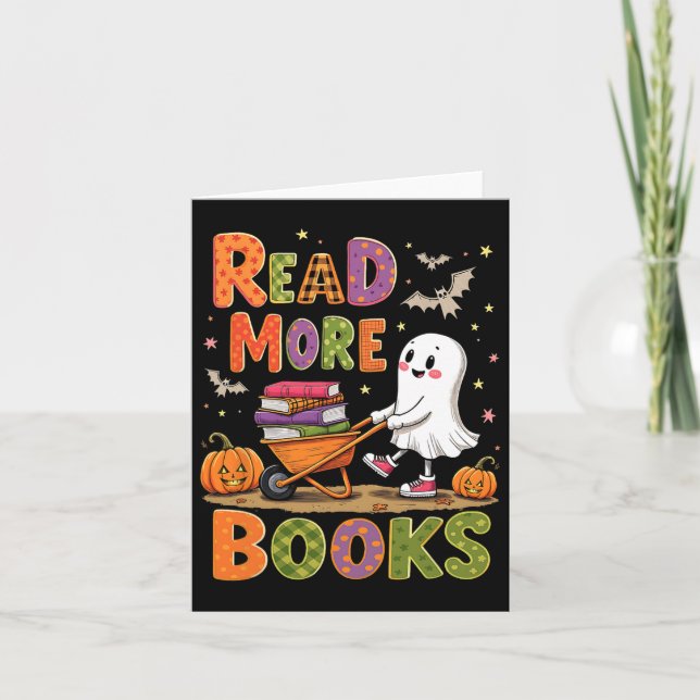 Read More Books Halloween Cute Ghost Spooky Reader Card (Front)