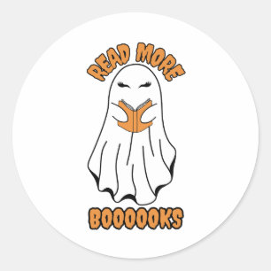 Read more Books Halloween Ghost Orange Classic Round Sticker