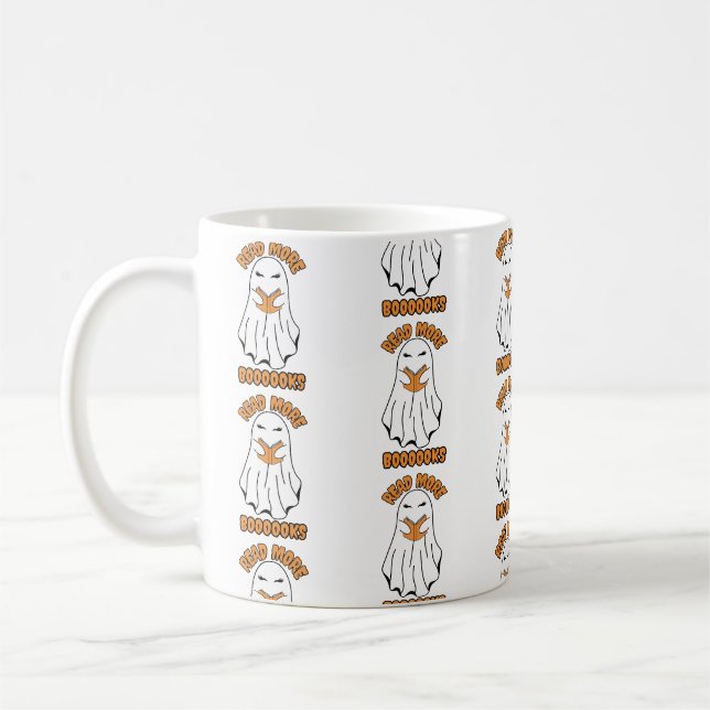 Read more Books Halloween Ghost Orange Coffee Mug (Left)