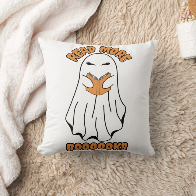 Read more Books Halloween Ghost Orange Cushion (Blanket)