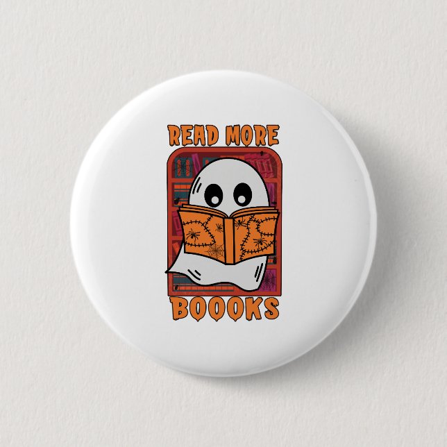 Read More Books Library Ghost Reading Halloween 6 Cm Round Badge (Front)