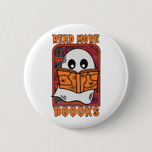 Read More Books Library Ghost Reading Halloween 6 Cm Round Badge