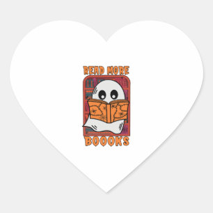 Read More Books Library Ghost Reading Halloween Heart Sticker