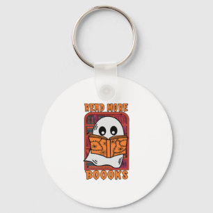 Read More Books Library Ghost Reading Halloween Key Ring