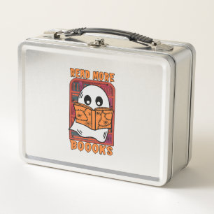 Read More Books Library Ghost Reading Halloween Metal Lunch Box