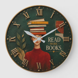 Read More Books Library Readers Teachers Gift Large Clock