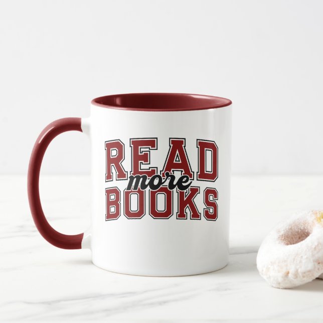 Read More Books Maroon Varsity Readers Bookworm Mug (With Donut)