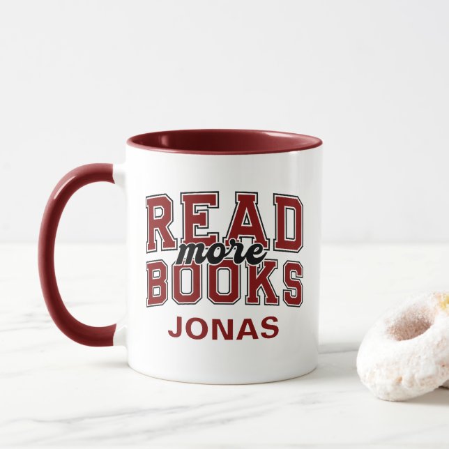 Read More Books Maroon Varsity Readers Bookworm Mug (With Donut)