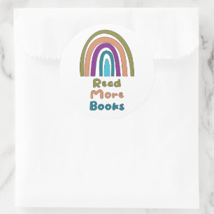 Read more books motivational boho rainbow colourfu classic round sticker
