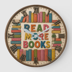 Read More Books Reading Classroom Large Clock