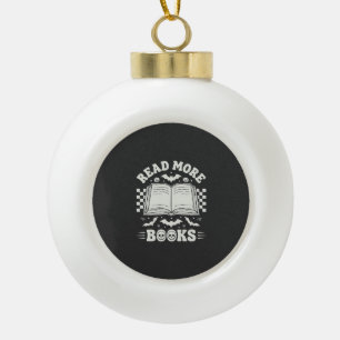 Read More Books Retro Halloween Book Lover Ceramic Ball Christmas Ornament