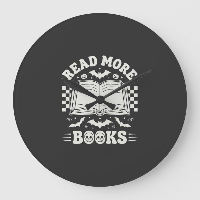 Read More Books Retro Halloween Book Lover Large Clock (Front)