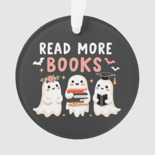 Read more books Spooky Halloween Ghost Book Lovers Ornament