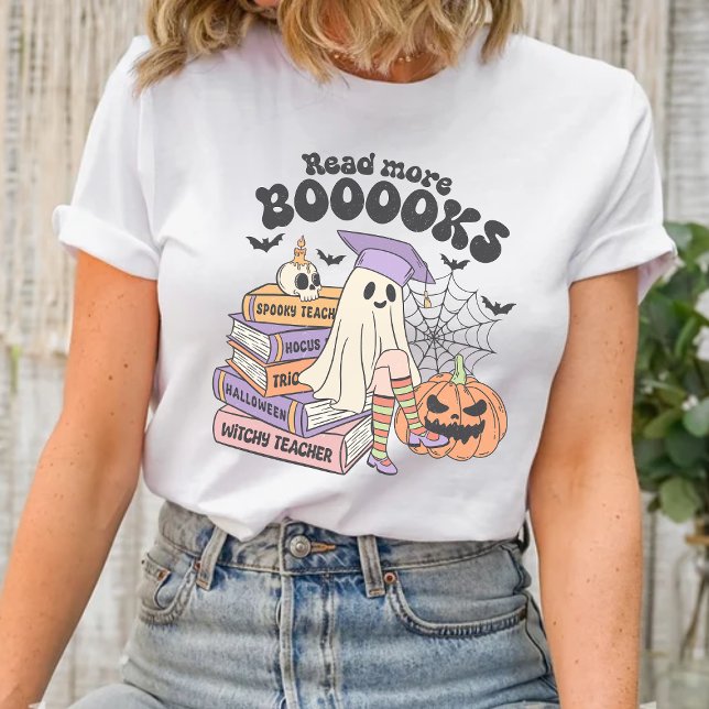 Read More Books Witchy Teacher Halloween Shirt (Stay spellbound this Halloween with our 'Witchy Teacher' shirt—perfect for book lovers!)