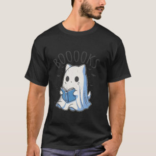 Read More Boooks Funny Groovy Halloween Cat Ghost  T-Shirt