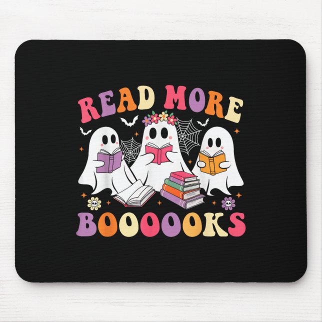 Read More Booooks Groovy Halloween Teacher Ghost B Mouse Pad (Front)