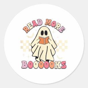 Read More Boooooks Cute Ghost Read More Boooooks H Classic Round Sticker