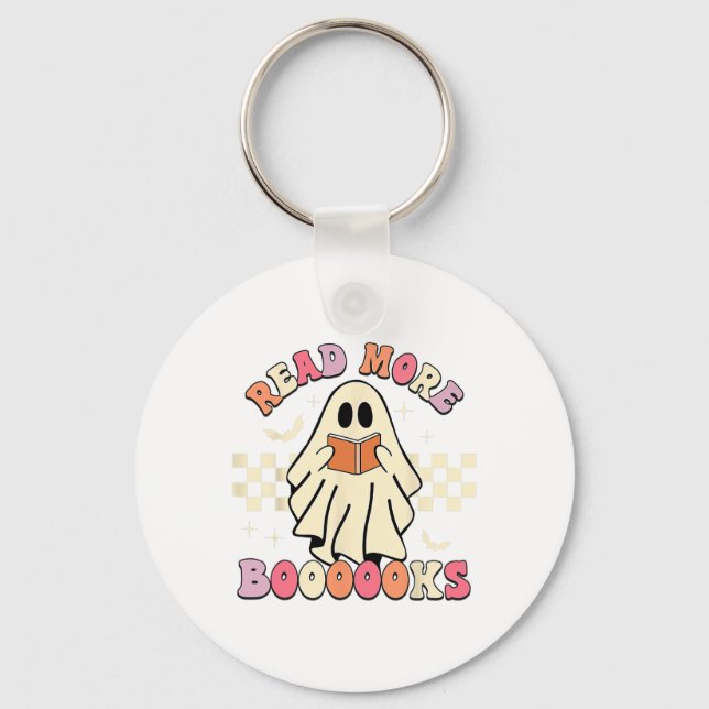 Read More Boooooks Cute Ghost Read More Boooooks H Key Ring (Front)